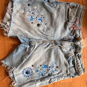 denim shorts, upscale by artist, Jeanne Prom